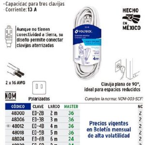 CABLE EXT 2M VOLTECH 48000