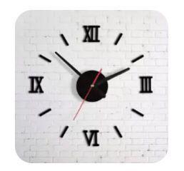 RELOJ DECORATIVO ADHESIVO PLATA Y NEGRO